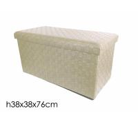 POUF CONTENITORE RICHIUDIBILE PANCA BAULE PUFF 76 X 38CM NERO BEIGE RETTANGOLARE