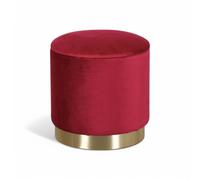 Pouf contenitore rotondo in velluto rosso elegante e spazioso diametro 37xH40 cm