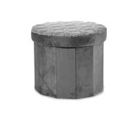 Pouf Contenitore Rotondo Portaoggetti tessuto damascato Poggiapiedi richiudibile