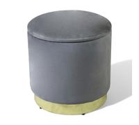 Pouf contenitore rotondo velluto grigio scuro versatile e spazioso con diametro 37xH40 cm