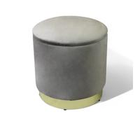 Pouf contenitore rotondo velluto tortora elegante con diametro 37xH40 cm