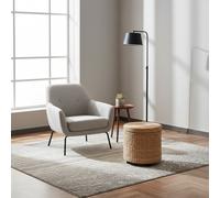 Pouf Contenitore Tondo in Rattan 43x43 cm Khaki DecHome