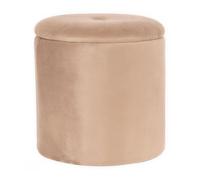 POUF CONTENITORE VELLUTO SGABELLO IMBOTTITO SALVASPAZIO SEDUTA ELEGANTE BEIGE