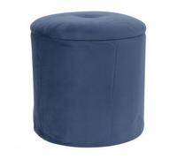 POUF CONTENITORE VELLUTO SGABELLO IMBOTTITO SALVASPAZIO SEDUTA ELEGANTE BLU