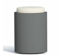 Pouf contenitori cuscino in ecopelle bianco Sgabello rotondo contenitore grigio