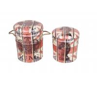 Pouf contenitori da interno con decorazione bandiera inglese set 2 pezzi