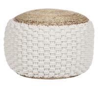 Pouf cotone bianco e beige AIZA