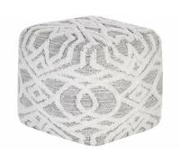 Pouf cotone e poliestere bianco e grigio 40 x 40 cm stile boho Bhilwara