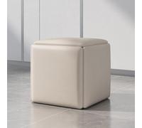 Pouf cubo 5 in 1 con ruote girevoli, poggiapiedi impilabile e divano imbottito in poliuretano per soggiorno e camera da letto (beige, 35 x 35 cm)