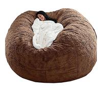 Pouf di lusso in finta pelliccia per adulti, morbido ottomano rotondo per soggiorno, comodo divano letto grande, 150 × 75 cm, marrone peluche