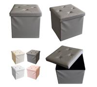 Pouf Ecopelle Baule Salvaspazio Trapuntato Bottoni Contenitore Imbottito