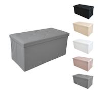 Pouf Ecopelle Baule Salvaspazio Trapuntato Bottoni Contenitore Imbottito