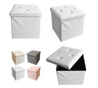 Pouf Ecopelle Baule Salvaspazio Trapuntato Bottoni Contenitore Imbottito