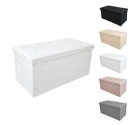 Pouf Ecopelle Baule Salvaspazio Trapuntato Bottoni Contenitore Imbottito