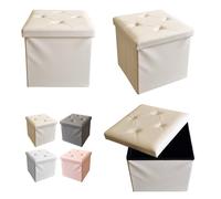 Pouf Ecopelle Baule Salvaspazio Trapuntato Bottoni Contenitore Imbottito