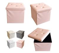 Pouf Ecopelle Baule Salvaspazio Trapuntato Bottoni Contenitore Imbottito