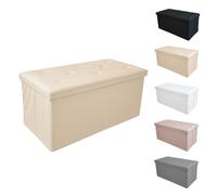 Pouf Ecopelle Baule Salvaspazio Trapuntato Bottoni Contenitore Imbottito