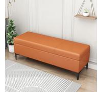 Pouf extra large in pelle grigia con contenitore, elegante panca per soggiorno, versatile poggiapiedi e scarpiera, moderno con coperchio per la decorazione della casa