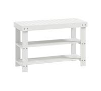 POUF HOMCOM IT837-320V00WT - Panca scarpiera HOMCOM con seduta e ripiani in bambù