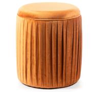 Pouf Imbottito Ø35x40 cm in Velluto Arancione