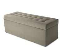 Pouf imbottito, 45 x 120 cm, Beige-Sede Soffice, apribile con spazio di archiviazione (143 l), capacità di carico 100 kg, tessuto facile da pulire, pouf per soggiorno, camera da letto, corridoio