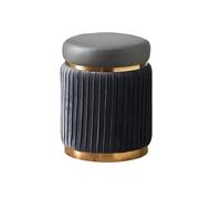 Pouf imbottito con base in acciaio inox, moderno poggiapiedi rotondo per soggiorno, camera da letto e ufficio