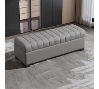 Pouf imbottito per camera da letto e ingresso, in legno e pelle, con scomparto, mobili versatili per vari spazi (H 90 cm)