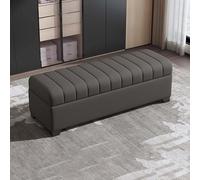 Pouf imbottito per camera da letto e ingresso, sgabello in legno e pelle con scomparto versatile, 90 cm, ottomano per vari spazi