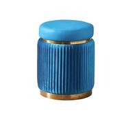 Pouf imbottito, poggiapiedi rotondo con base in acciaio inox placcato oro spazzolato, design moderno per casa o ufficio
