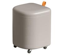 Pouf impilabile in pelle con poggiapiedi girevole a 360°, pouf imbottito per soggiorno e camera da letto, panca per trucco grigia con scomparto nascosto