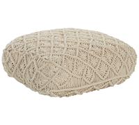 Pouf in cotone beige 50 x 50 cm con motivo macramé Berrechid