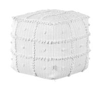 Pouf in cotone bianco 40 x 40 cm ottomano motivo geometrico imbottito EPS Harnai