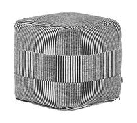 Pouf in cotone bianco nero 40 x 40 cm Ottomana a righe riempimento EPS Pandran