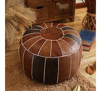 Pouf in pelle di alta qualità non imbottito - autentico pouf marocchino, elegante copertura rotonda poggiapiedi, soluzione versatile per eleganti decorazioni per la casa e gli elementi essenziali del