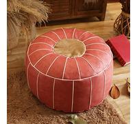 Pouf in pelle di alta qualità non imbottito, autentico pouf marocchino, elegante poggiapiedi rotondo e soluzione per riporre oggetti per la casa chic, mobili versatili per interni
