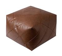 Pouf in Pelle marocchina Poggiapiedi ottomano Poggiapiedi Vuoto, Poggiapiedi Quadrato Cuscino Portaoggetti Coprisedile per Soggiorno, Decorazione Domestica, Regalo e Matrimonio (caffè, L)