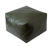 Pouf in Pelle marocchina Poggiapiedi ottomano Poggiapiedi Vuoto, Poggiapiedi Quadrato Cuscino Portaoggetti Coprisedile per Soggiorno, Decorazione Domestica, Regalo e Matrimonio (Verde, M)
