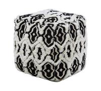 Pouf in tessuto bianco/nero 45 x 45 cm Orai