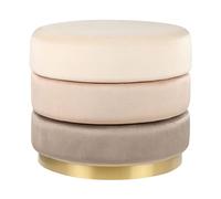 Beliani Pouf in tessuto di velluto di colore beige rotondo con base in oro