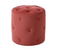 Beliani Pouf in velluto color rosso corallo