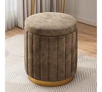 Pouf in velluto con base dorata, grande capacità, colore: marrone, 34 x 34 x 45 cm