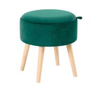 Pouf in velluto imbottito verde smeraldo con contenitore Neely