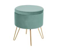 Beliani Pouf in velluto verde e gambe in metallo dorato