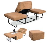 Pouf lettino pieghevole 75X75X43 cm Beny imbottito TESSUTO sfoderabile