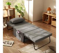 Pouf Letto Pieghevole Multiuso 4 in 1 con Schienale Reclinabile a 5 Livelli, Grigio