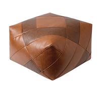 Pouf Marocchino in Pelle Poggiapiedi ottomano Poggiapiedi Quadrato Non Riempito Poggiapiedi Imbottito Coprisedile per Soggiorno Decorazioni per la casa Regalo (Arancione e caffè, M)
