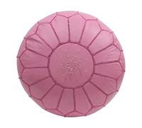 Pouf marocchino poggiapiedi pouf poggiapiedi ottomano vera pelle rosa cucito a mano con ricamo Marrakech (solo copertura)