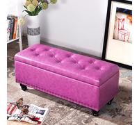 Pouf Moderno Imbottito con Contenitore e Piano sollevabile per Camera da Letto, Soggiorno, Ingresso e Ufficio. Pouf Contenitore e poggiapiedi, Colore Viola Nobile - 100 * 40 * 43 cm