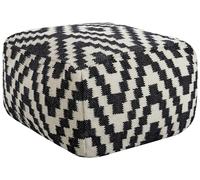 Beliani Pouf moderno in lana bianco e nero con motivo geometrico