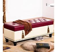 Pouf moderno multifunzionale in ecopelle con contenitore crema e fucsia poggiapiedi per soggiorno e camera da letto 80 x 45 x 42 cm (31 x 18 x 17 pollici)